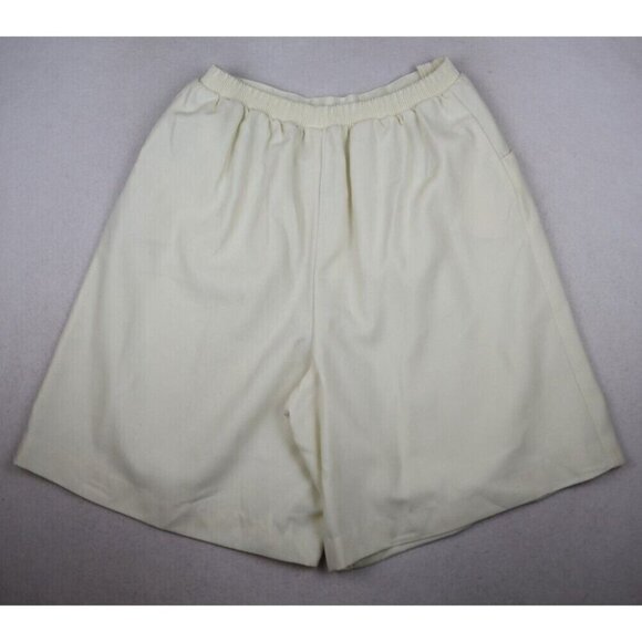 VINTAGE WOMEN'S IVORY WHITE HIGH WAIST WIDE LEG SHORTS - VICKI WAYNE'S - SIZE 36 - Picture 7 of 9